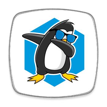Tanzender Pinguin - Viereckiger Kühlschrankmagnet - Weiß - Vorne