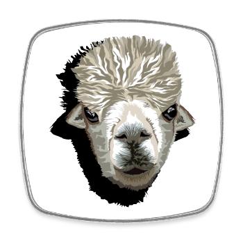 Alpaka lustiges Lama Kopf comic cartoon Symbol - Viereckiger Kühlschrankmagnet - Weiß - Vorne