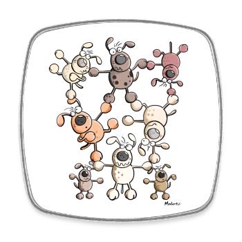 Hunde Zirkus - Viereckiger Kühlschrankmagnet - Weiß - Vorne