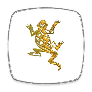 Gecko, lizard, tribal art africa australia gold - Square fridge magnet - white - Front
