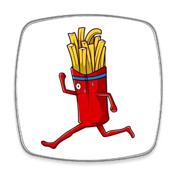 Laufende Tüte Pommes - Viereckiger Kühlschrankmagnet - Weiß - Vorne