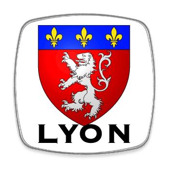 Lyon France - Square fridge magnet - white - Front