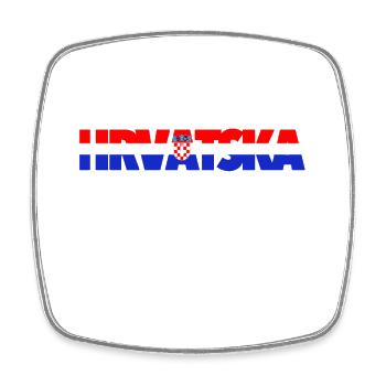 Texte du drapeau de Hrvatska avec armoiries - Magnet carré - blanc - Devant