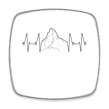 BERG Design mit EKG-Linie - T-Shirt für Abenteurer - Viereckiger Kühlschrankmagnet - Weiß - Vorne