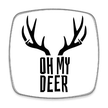Oh My Deer Geweih Wortspiel Hirsch Humor - Viereckiger Kühlschrankmagnet - Weiß - Vorne