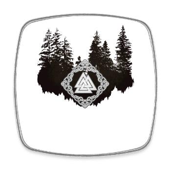 Valknut Wikinger Germanen Knoten Wald Bäume - Viereckiger Kühlschrankmagnet - Weiß - Vorne