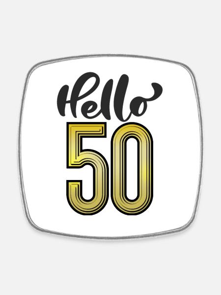 Hello 50 - Viereckiger Kühlschrankmagnet - Weiß