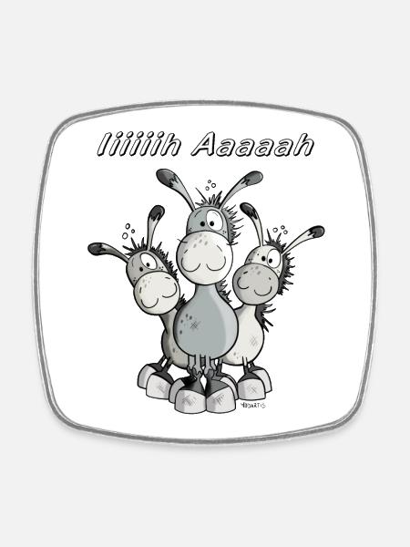 Three Donkeys - Square fridge magnet - white