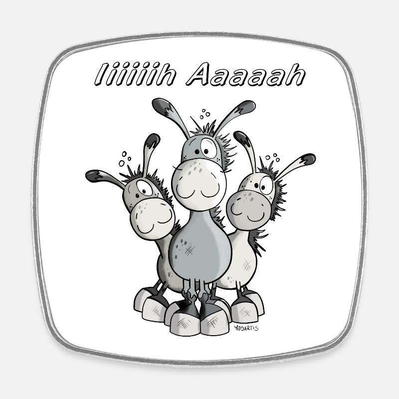 Three Donkeys - Square fridge magnet - white
