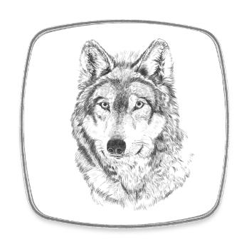 Wolf - Magnet carré - blanc - Devant