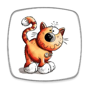 Drôle Chat - Magnet carré - blanc - Devant