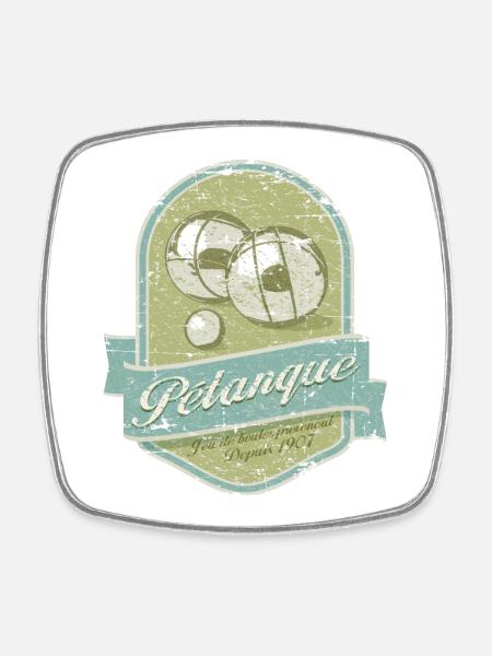 Petanque vintage - Magnet carré - blanc