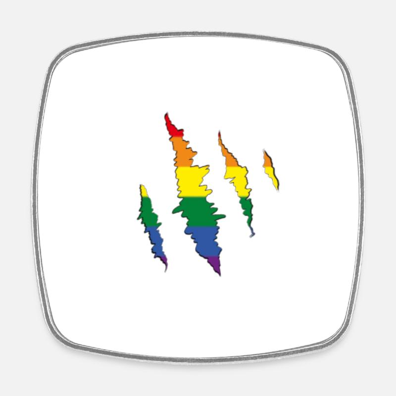 Regenbogen Kralle Kratzspur  - Viereckiger Kühlschrankmagnet - Weiß