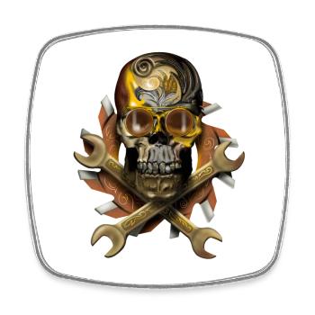 Skull - Magnet carré - blanc - Devant