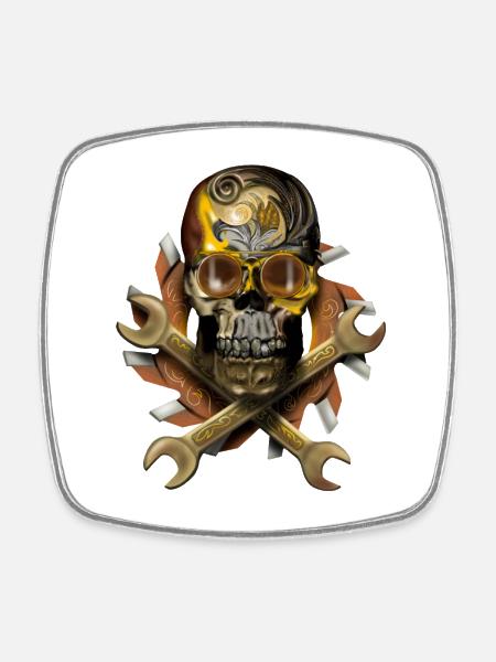 Skull - Magnet carré - blanc