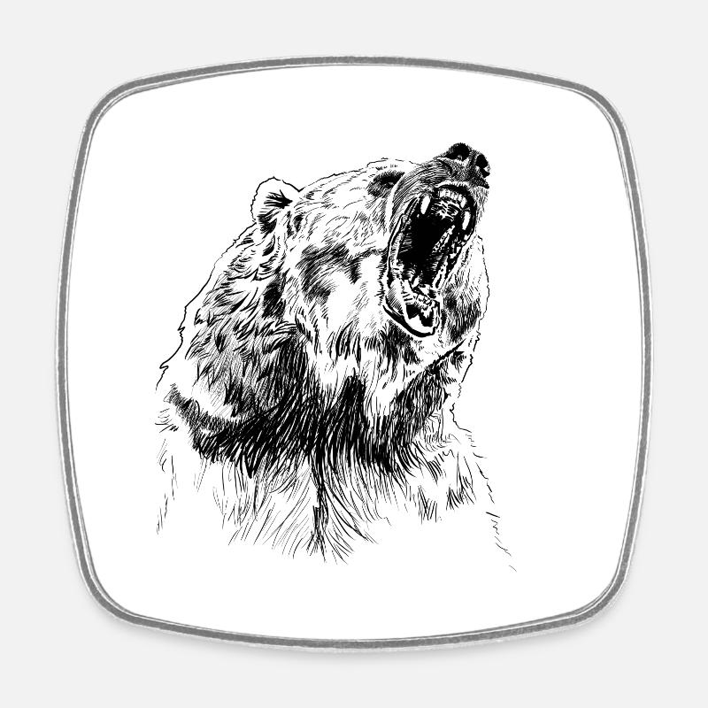 Bär - Viereckiger Kühlschrankmagnet - Weiß