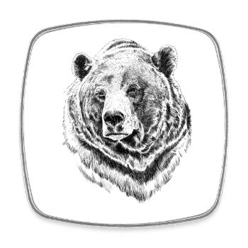 Bär - Viereckiger Kühlschrankmagnet - Weiß - Vorne