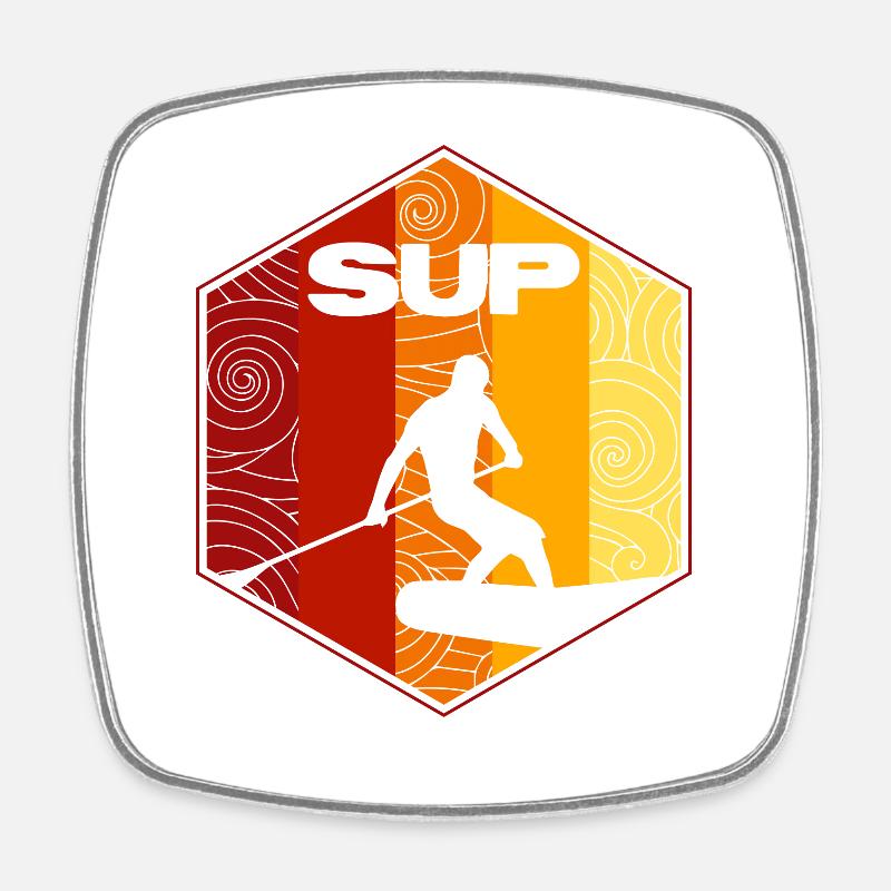 SUP Surf - Viereckiger Kühlschrankmagnet - Weiß