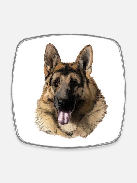 German shepherd - Square fridge magnet - white