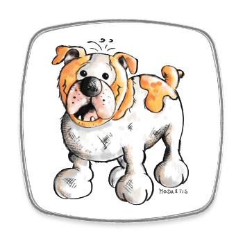 Englische Bulldogge - Viereckiger Kühlschrankmagnet - Weiß - Vorne