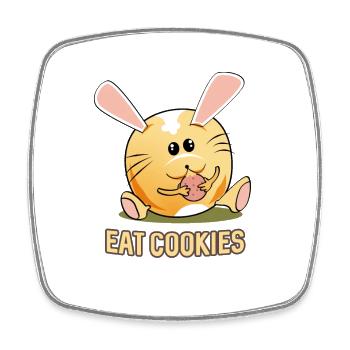 Cute Bunny Eat Cookies Kawaii - Square fridge magnet - white - Front