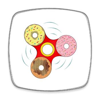 Mélange sucré de Donut Fidget Spinner - Magnet carré - blanc - Devant