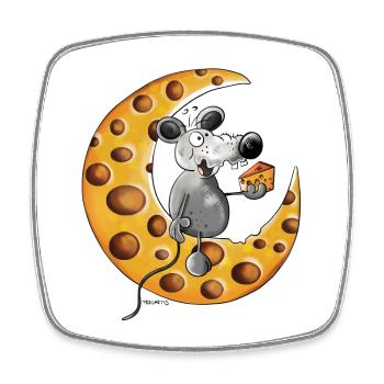 The Mouse Love Cheese - Square fridge magnet - white - Front