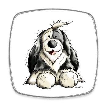 Old English Sheepdog - Square fridge magnet - white - Front