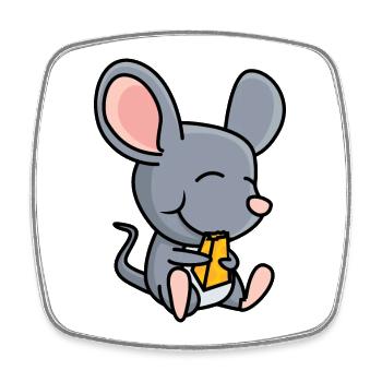 Mouse with cheese - Square fridge magnet - white - Front