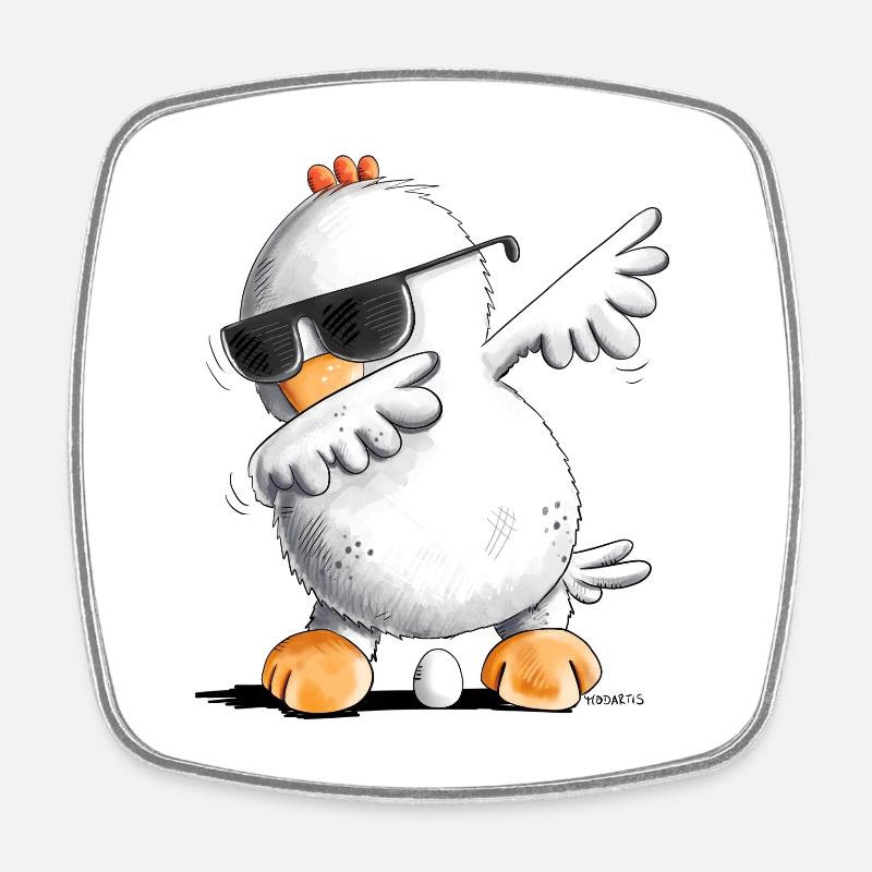 Dab Dance Chicken I Dabbendes Chicken I Dabbing Animals - Square fridge magnet - white
