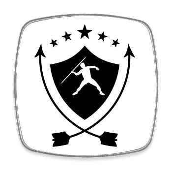Lancer de Disque / Poids / Javelot / Marteau - Magnet carré - blanc - Devant