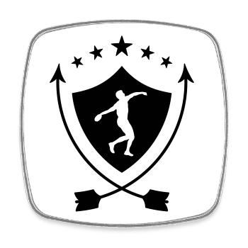 Lancer de Disque / Poids / Javelot / Marteau - Magnet carré - blanc - Devant