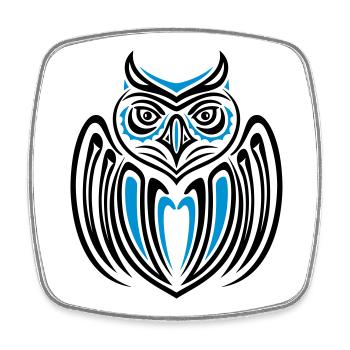 Eule im Haida Tattoo Style, owl - Magnet carré - blanc - Devant