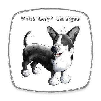 Funny Welsh Corgi Cardigan - Square fridge magnet - white - Front