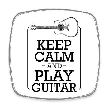 Art de ligne de guitare en noir - Magnet carré - blanc - Devant