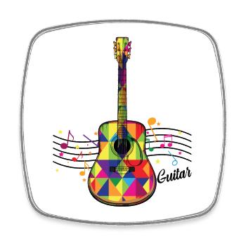 Bunte Geometrie-Gitarre - Viereckiger Kühlschrankmagnet - Weiß - Vorne