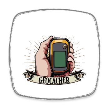 Geocacher Spruch GPS Held - Viereckiger Kühlschrankmagnet - Weiß - Vorne