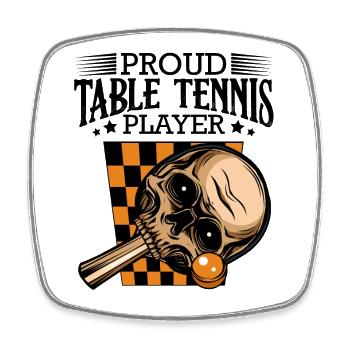 Schädel-Tennis-Design im Schwarz - Viereckiger Kühlschrankmagnet - Weiß - Vorne