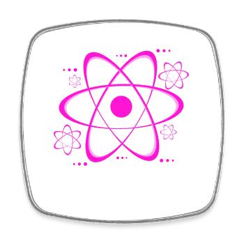 Pinkes Atomsymbol Print - Viereckiger Kühlschrankmagnet - Weiß - Vorne