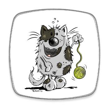 Mignon chat comique - Magnet carré - blanc - Devant
