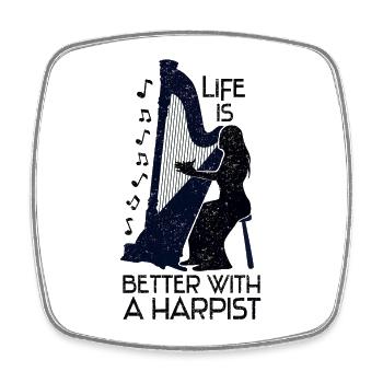Life is Better with a Harpist - Viereckiger Kühlschrankmagnet - Weiß - Vorne