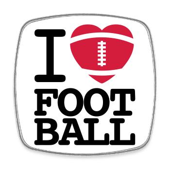 I love football - Viereckiger Kühlschrankmagnet - Weiß - Vorne