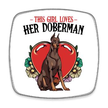 Dobermann Herz Tattoo Stil - Viereckiger Kühlschrankmagnet - Weiß - Vorne