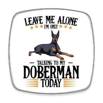 Doberman Graphic with Star Wreath - Square fridge magnet - white - Front