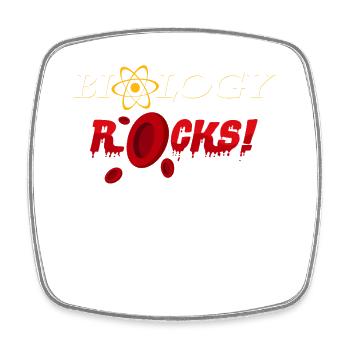 Biologie Rocks: Atomlogo & roter Wortfluss - Viereckiger Kühlschrankmagnet - Weiß - Vorne