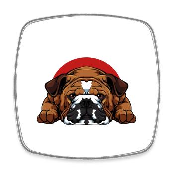 Bulldog-Liebe: Mehr Menschen, Mehr Liebe - Viereckiger Kühlschrankmagnet - Weiß - Vorne