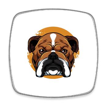 Bulldog Joie de vivre shirt motif - Square fridge magnet - white - Front