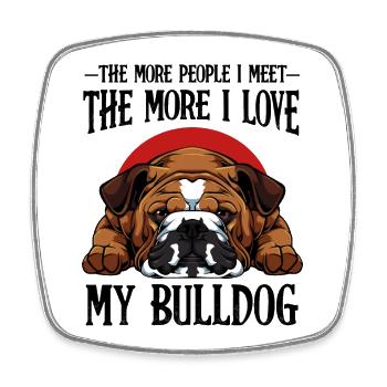Bulldogkopf Illustration roter Halbkreis - Viereckiger Kühlschrankmagnet - Weiß - Vorne