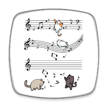Tanzende Katzen auf Schwarz - Viereckiger Kühlschrankmagnet - Weiß - Vorne
