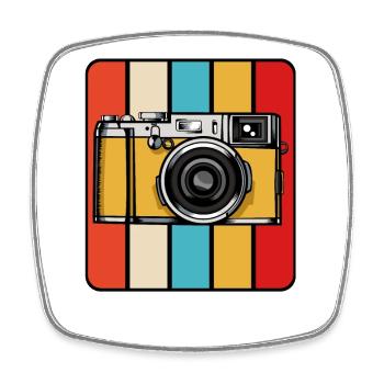 Retro Kamera Pop Art Block - Viereckiger Kühlschrankmagnet - Weiß - Vorne